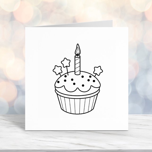 Birthday Candle Cupcake Colour Me Self-inking Stamp (Creator Uploaded)