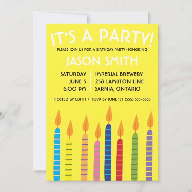 Birthday Candles Birthday Party  Invitation (Front)