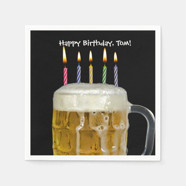 birthday candles in beer mug napkin (Front)