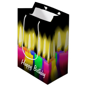Birthday Candles on Black Medium Gift Bag
