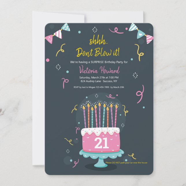 Birthday Candles Surprise Birthday Party Invitation (Front)