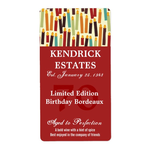 Birthday Candles Wine Label (375ml) (Front)