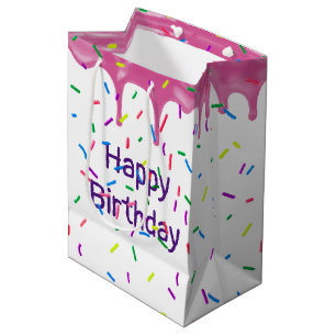 Birthday Candy Sprinkles And Pink Icing Medium Gift Bag