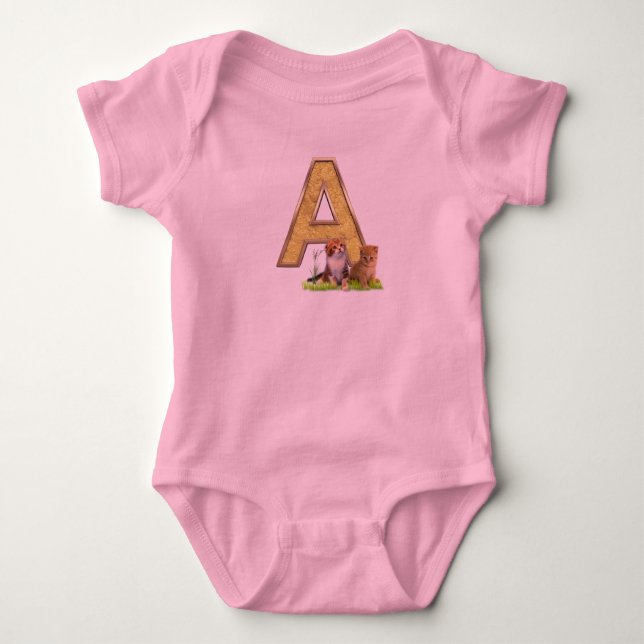 Birthday-Capital Monogram -letter A Baby Bodysuit (Front)