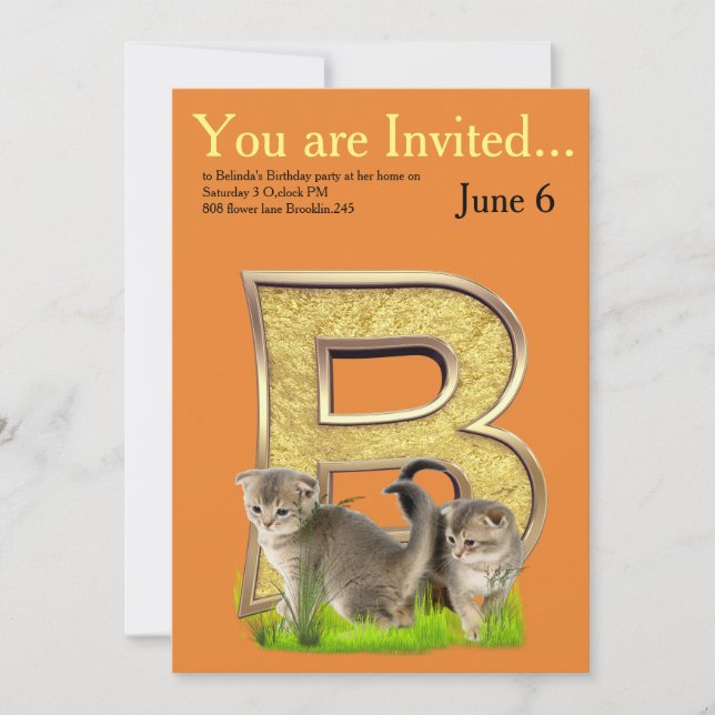 Birthday-Capital Monogram -letter B Invitation (Front)