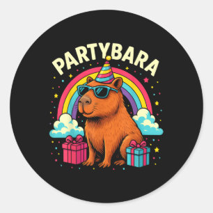 Birthday Capybara Tee For Kids Fun Partybara Capyb Classic Round Sticker