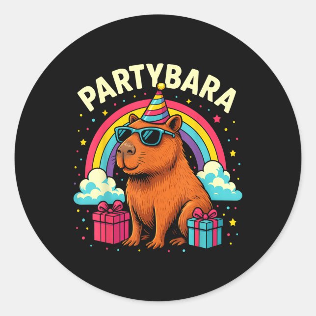 Birthday Capybara Tee For Kids Fun Partybara Capyb Classic Round Sticker (Front)