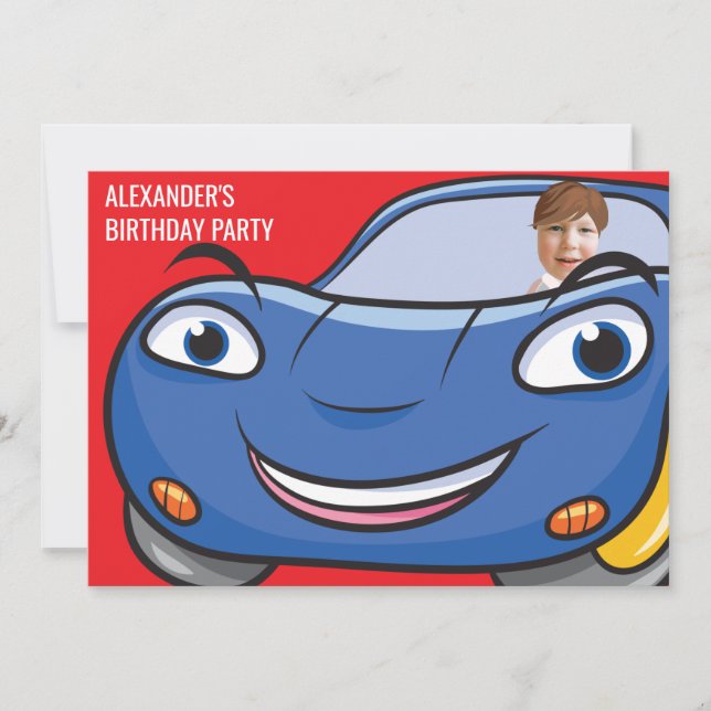 Birthday Car Automotive Funny Cartoon Creative Fab Invitation (Front)