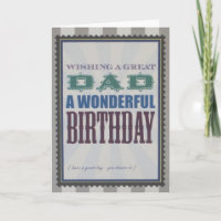 Birthday Card - A Great Dad a Wonderful Birthday