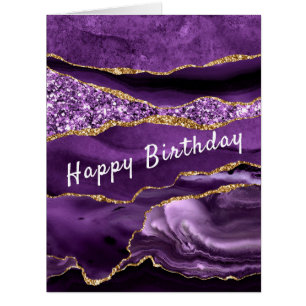 Birthday Card Agate Purple Violet Gold - Your Text