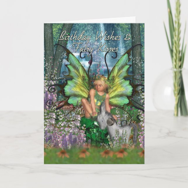 Birthday Card - Angelica Fantasy Woodland Fairy (Front)