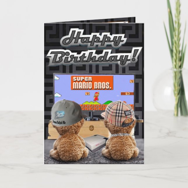 Birthday card bears playing mario (Front)