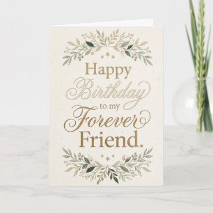 Birthday Card Best Friends Typography Floral