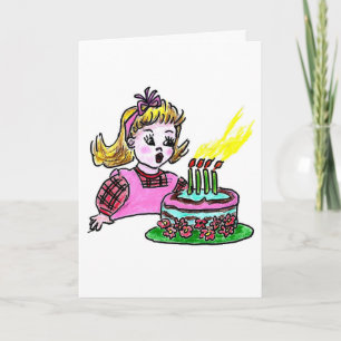 BIRTHDAY CARD - BLOWING CANDLES ON A CAKE