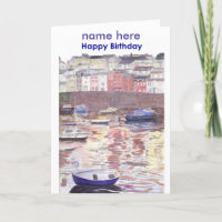 Birthday card, Brixham Harbour Devon UK
