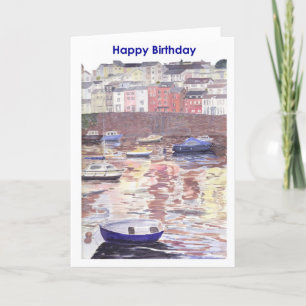 Birthday card, Brixham Harbour Devon UK Card