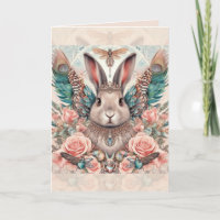 Birthday Card Bunny Rabbit Angel Princess 