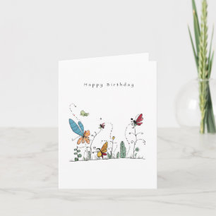 Birthday Card, butterflies and fairies birthday Card