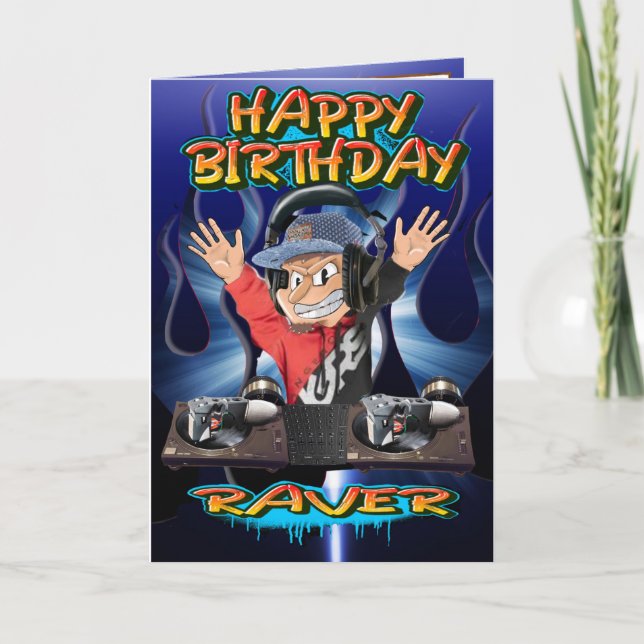 Birthday card cartoon DJ (Front)