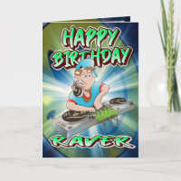 Birthday card cartoon DJ
