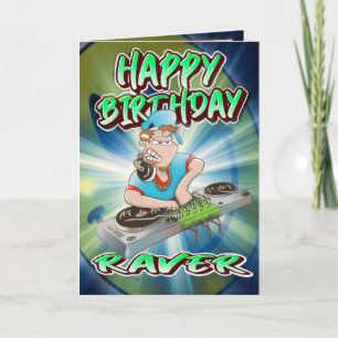 Birthday card cartoon DJ