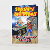 Birthday card cartoon DJ and MC