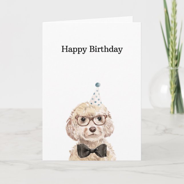 Birthday Card, Champagne Cockapoo Card (Front)