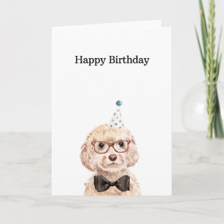 Birthday Card, Champagne Cockapoo Card