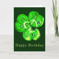Birthday Card Clover Dew Drops - Your Text