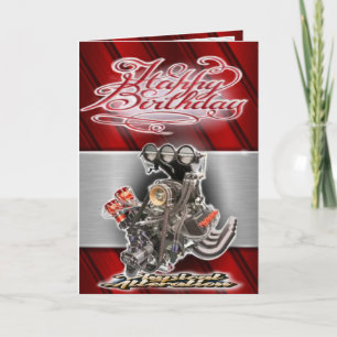 Birthday card dragster engine