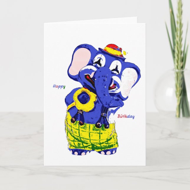 Birthday card elephant, Children's birthday (Front)