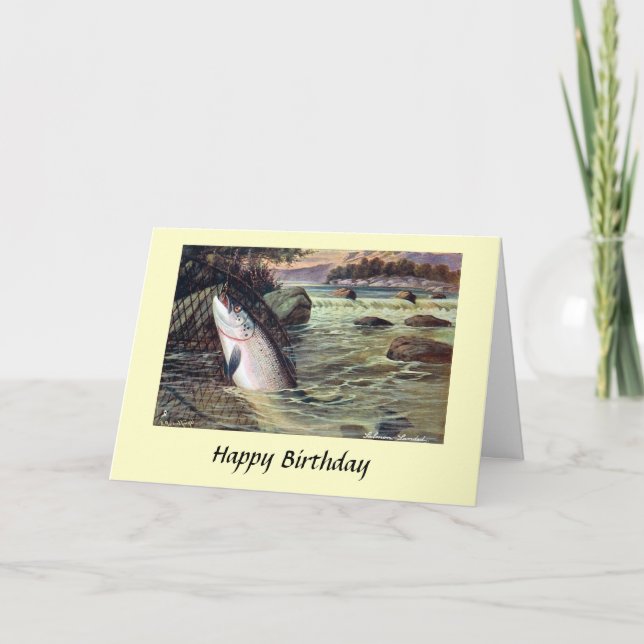 Birthday Card - Fishing - Salmon (Front)