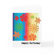 Birthday Card - Floral (Blue, Orange)