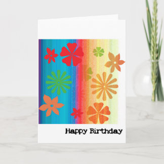 Birthday Card - Floral (Blue, Orange)