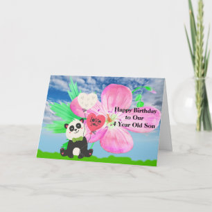 Birthday Card for 4 Year Old Son with Panda