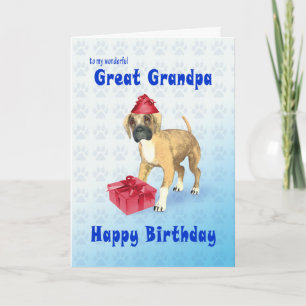 Birthday card for a great grandpa with a puppy