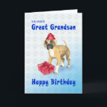 Birthday card for a great grandson with a puppy<br><div class="desc">A birthday card with a cute boxer puppy. What could be better for a dog-lover? This playful little pup will steal your heart! A birthday card for a great grandson.</div>