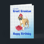 Birthday card for a great grandson with a puppy<br><div class="desc">A birthday card with a cute boxer puppy. What could be better for a dog-lover? This playful little pup will steal your heart! A birthday card for a great grandson.</div>