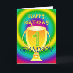 Birthday card for a number 1 grandson<br><div class="desc">A golden trophy or cup with a number 1 grandson. For the best grandson in the world.  A wonderful birthday card.</div>