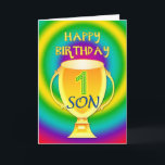 Birthday card for a number 1 son<br><div class="desc">A golden trophy or cup with a number 1 son. For the best son in the world.  A wonderful birthday card.</div>