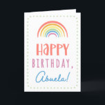 Birthday Card for Abuela<br><div class="desc">You call your grandmother Abuela, not Grandma. (Abuela means grandmother in Spanish.) Imagine how excited Abuela will be to receive a birthday card addressed especially to her! Your abuela also will love this card's cute, watercolor-inspired boho rainbow design that says "Happy birthday Abuela!" Make this card customisable! Click "Edit Design",...</div>