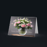 Birthday Card for Beautiful Sister Roses in Vase<br><div class="desc">Birthday card for your sister with an edited AI Technology.  The design is a vase of pink mostly open roses.</div>