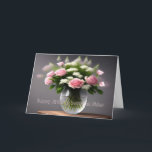 Birthday Card for Beautiful Sister Roses in Vase<br><div class="desc">Birthday card for your sister with an edited AI Technology.  The design is a vase of pink mostly open roses.</div>