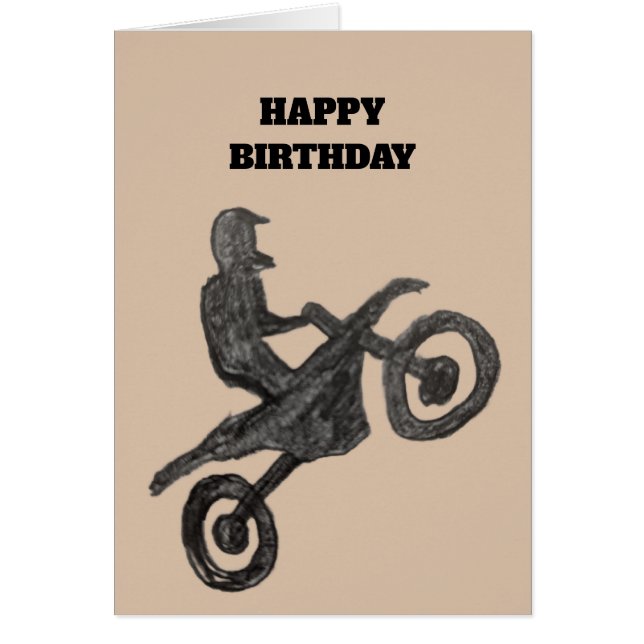 Birthday Card for boy with motocross sketch (Front)