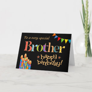 Birthday Card for Brother, Bunting and Candles