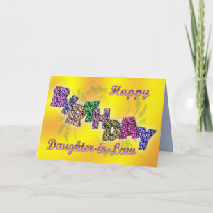 Birthday card for daughter-in-law with floral text