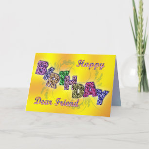 Birthday card for friend with floral text