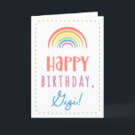 Birthday Card for Gigi<br><div class="desc">You call your grandmother Gigi, not Grandma. Imagine how excited Gigi will be to receive a birthday card addressed especially to her! Your gigi also will love this card's cute, watercolor-inspired boho rainbow design that says "Happy birthday Gigi!" Make this card customisable! Click "Edit Design", "Inside Bottom/Right: Text & Images",...</div>