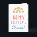 Birthday Card for Gramps<br><div class="desc">You call your grandfather Gramps, not Grandpa. Imagine how excited Gramps will be to receive a birthday card addressed especially to him! Your gramps also will love this card's cute, watercolor-inspired boho rainbow design that says "Happy birthday Gramps!" Make this card customisable! Click "Edit Design", "Inside Bottom/Right: Text & Images",...</div>