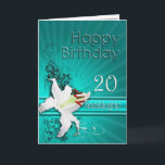 Birthday card for granddaughter, 20, with a lily<br><div class="desc">A pure white lily on a background of delicate scroll work. A gorgeous card for any lady.</div>
